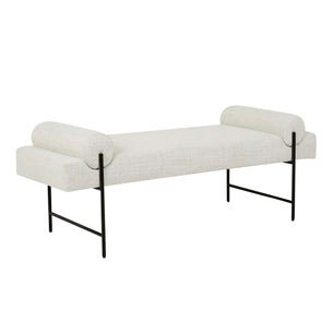 Axel Bench Seat - Coconut Speckle - Black Metal - GlobeWest
