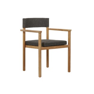 Capri Dining Arm Chair - Slate - Natural Teak - GlobeWest