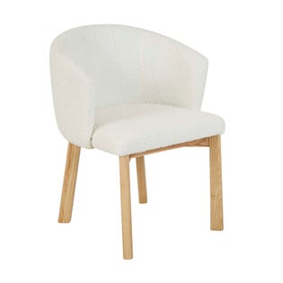 Tate Dining Armchair - Snow Boucle - Natural Ash - GlobeWest