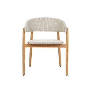 Villa Curve Dining Arm Chair - White - Natural - GlobeWest