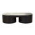 Pluto Oval Coffee Table - Matt Ocean Marble - Black Oak - GlobeWest