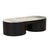 Pluto Oval Coffee Table - Matt Ocean Marble - Black Oak - GlobeWest