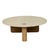 Natadora Pivot Marble Coffee Table - Natural Travertine - Light Oak - GlobeWest