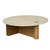 Natadora Pivot Marble Coffee Table - Natural Travertine - Light Oak - GlobeWest