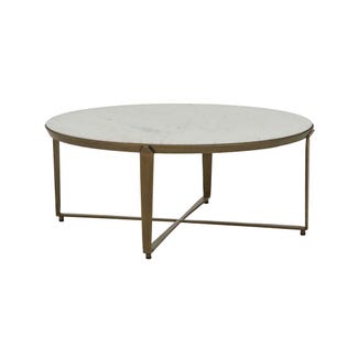 Ophelia Coffee Table - White Marble - Antique Brass - GlobeWest
