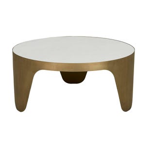 Verona Wave Coffee Tables - White Marble - Antique Brass - GlobeWest