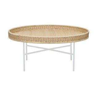 Weaver Coffee Table - Natural Rattan - White - GlobeWest