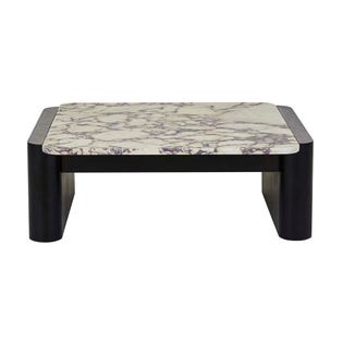 Floyd Square Marble Coffee Table - Viola - Black Oak - GlobeWest