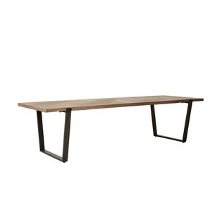 Finsbury Sleigh Dining Table - Grey Sand - Pewter - GlobeWest