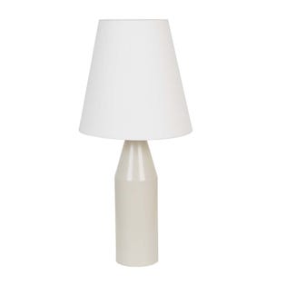 Easton Pillar Table Lamp - Oyster Grey - White - GlobeWest