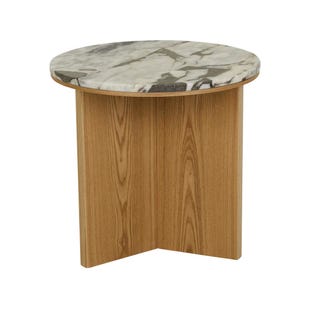 Elsie Side Table - Matt Ocean Marble - Natural Ash - GlobeWest