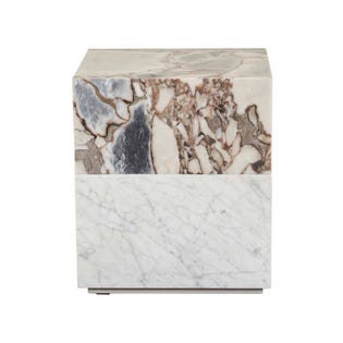 Atlas Vima Side Table - Natural Ocean Marble - White Marble - GlobeWest