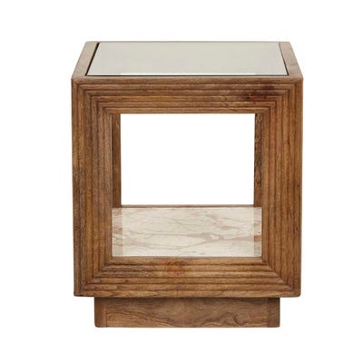 Zephyr Side Table - Crema Beige Marble - Natural - GlobeWest