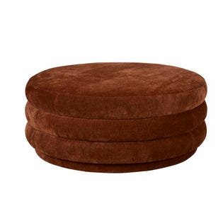 Kennedy Ribbed Large Round Ottoman - Cognac - GlobeWest