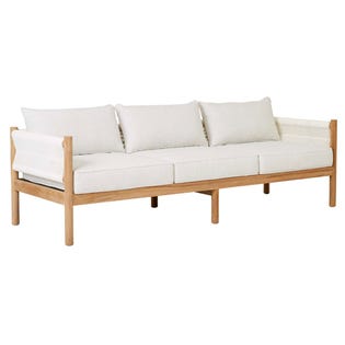 Cannes Rope 3 Seater Sofa - Snow - Natural Teak - GlobeWest