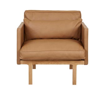 Natadora Archive Sofa Chair - Pecan Leather - Light Oak - GlobeWest