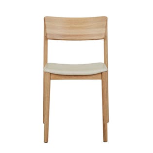 Sketch Poise Upholstered Dining Chair - Limestone Leather - Light Oak - GlobeWest