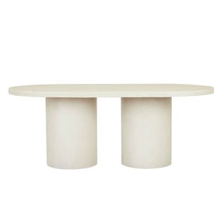 Petra Oval Dining Table - Ivory - GlobeWest