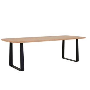 Piper Sleigh Dining Table - New Oak - Black - GlobeWest