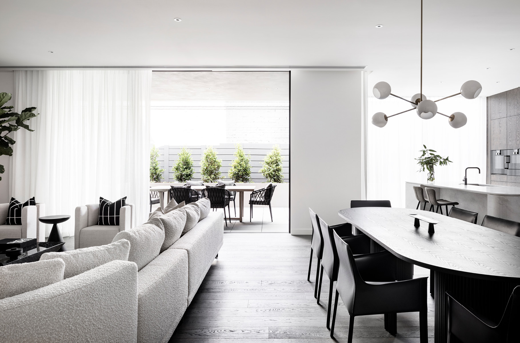 Pictured: Franklin Arm Chairs, Benjamin Ripple Dining Table, Hugo Grand Right Chaise Set & Juno Moon Occasional Chairs Pictured: Franklin Arm Chairs, Benjamin Ripple Dining Table, Hugo Grand Right Chaise Set & Juno Moon Occasional Chairs