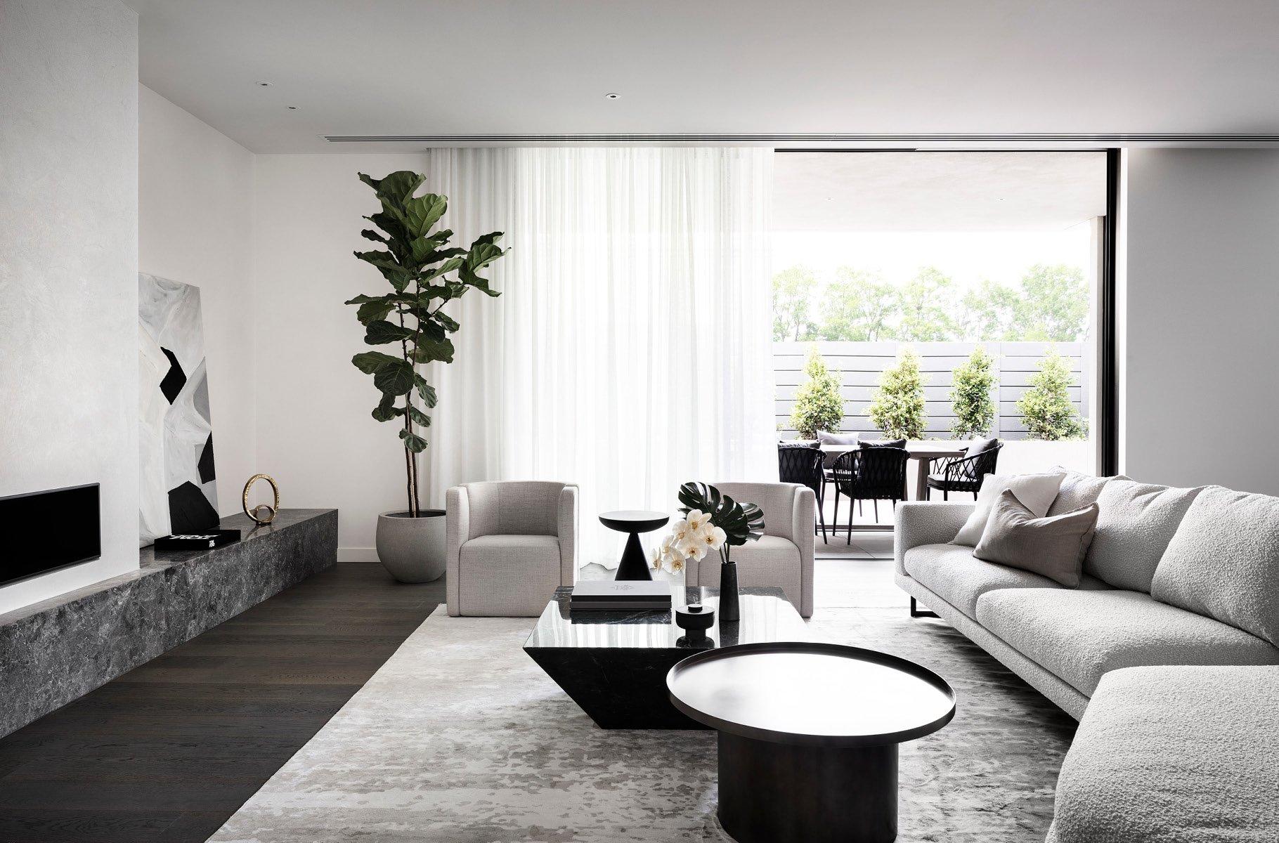 Pictured: Hugo Grand Right Chaise Set, Juno Moon Occasional Chairs, Livorno Luna Side Table, Elle Pedestal Lip Coffee Table & Elle Block Angled Coffee Table Pictured: Hugo Grand Right Chaise Set, Juno Moon Occasional Chairs, Livorno Luna Side Table, Elle Pedestal Lip Coffee Table & Elle Block Angled Coffee Table