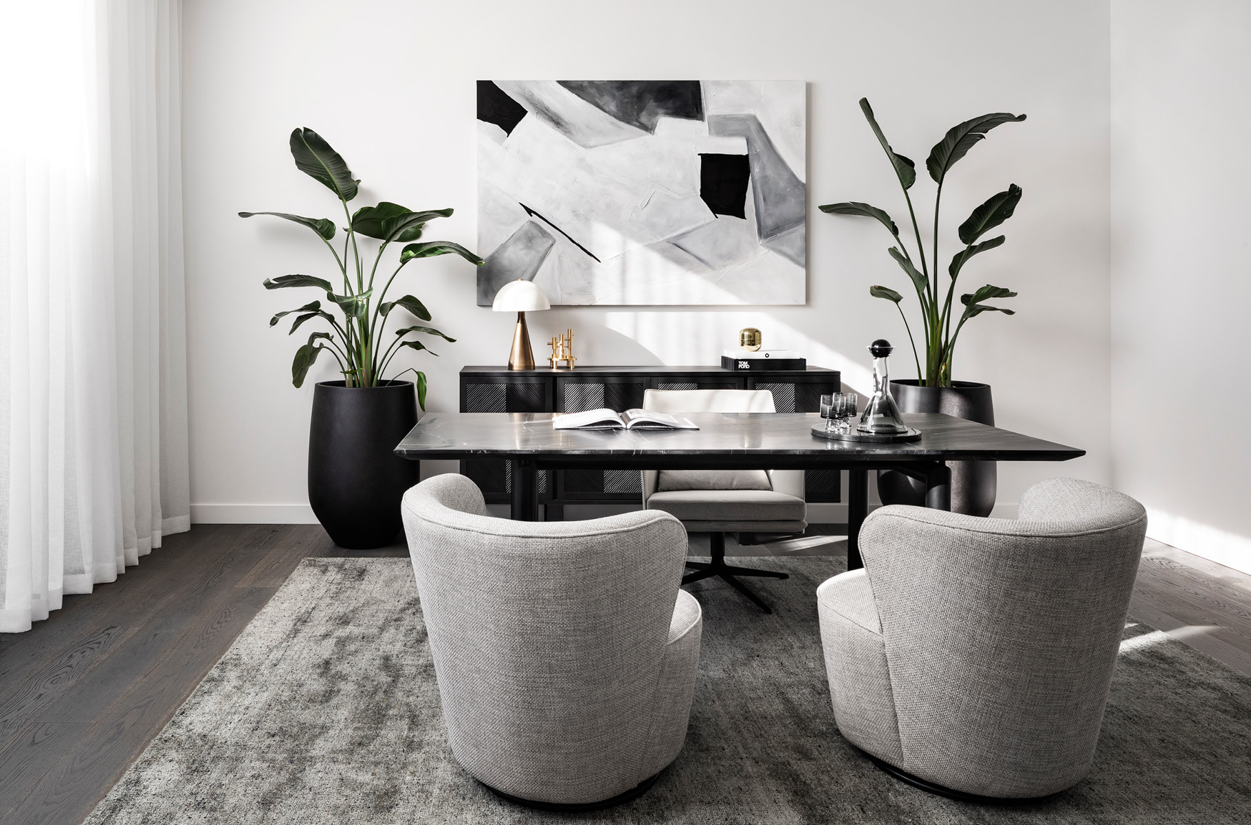 Pictured: Kennedy Swivel Occasional Chairs, Roy Swivel Occasional Chair, Harper Buffet & Easton Dome Table Lamp Pictured: Kennedy Swivel Occasional Chairs, Roy Swivel Occasional Chair, Harper Buffet & Easton Dome Table Lamp