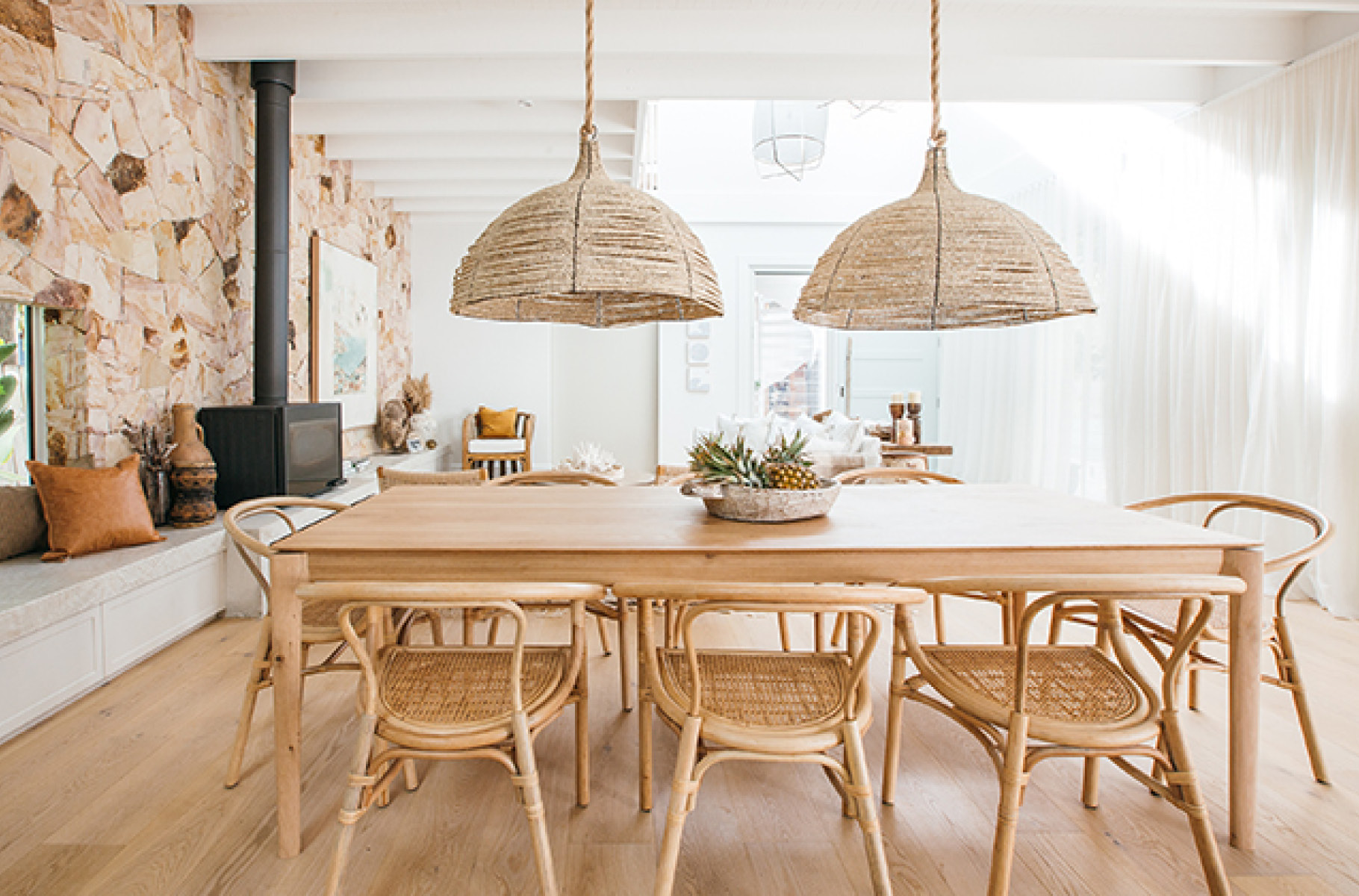 Pictured: Ethnicraft Bok Dining Table & Avery Maja Arm Chairs